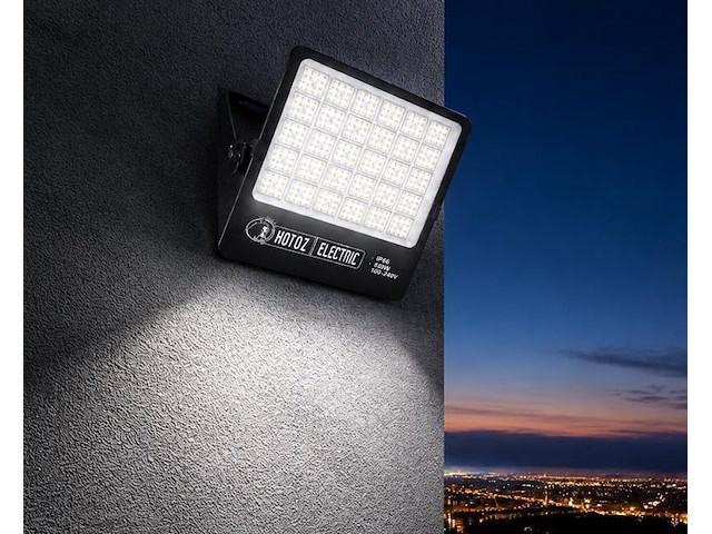 2 x led floodlight 400w – 6400k koud wit - zwart – ip65 – borneo-400 - afbeelding 1 van  5