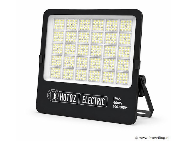 2 x led floodlight 400w – 6400k koud wit - zwart – ip65 – borneo-400 - afbeelding 2 van  5