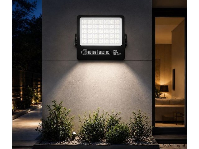 2 x led floodlight 500w – 6400k koud wit - zwart – ip65 – borneo-500 - afbeelding 1 van  5