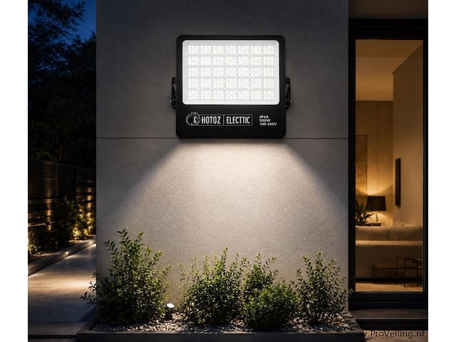 2 x led floodlight 500w – 6400k koud wit - zwart – ip65 – borneo-500 - afbeelding 1 van  5