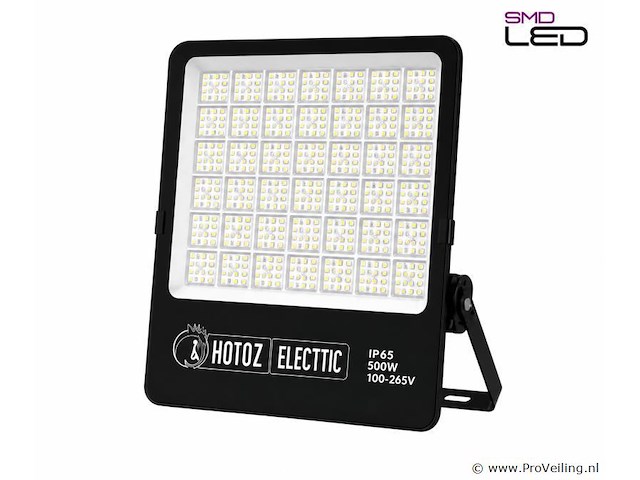 2 x led floodlight 500w – 6400k koud wit - zwart – ip65 – borneo-500 - afbeelding 2 van  5