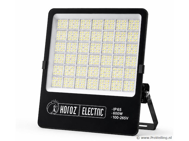 2 x led floodlight 600w – 6400k koud wit - zwart – ip65 – borneo-600 - afbeelding 2 van  5