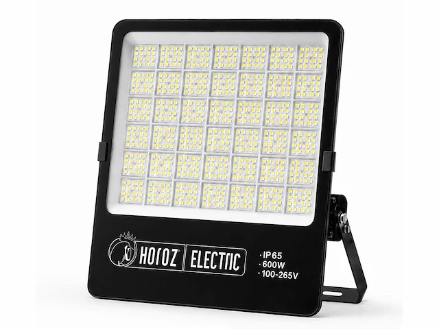 2 x led floodlight 600w – 6400k koud wit - zwart – ip65 – borneo-600 - afbeelding 2 van  5