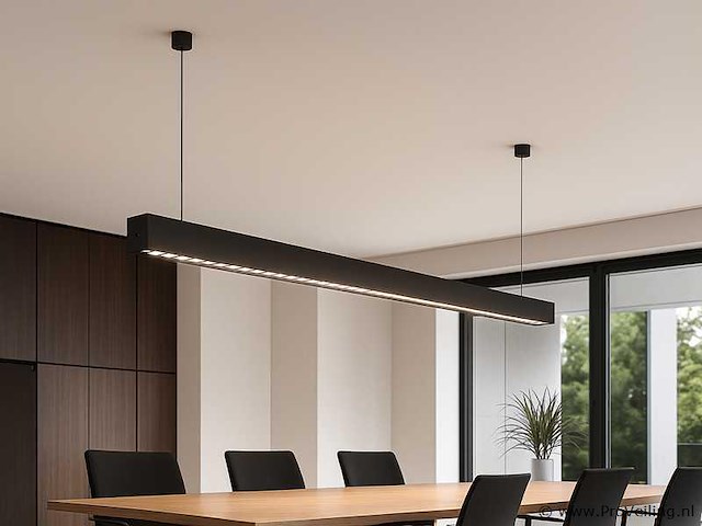 2 x led lineaire hanglamp – 35w – 120cm – ip20 – zwart – inclusief montageset - afbeelding 1 van  5