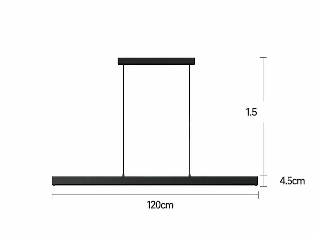 2 x led lineaire hanglamp – 35w – 120cm – ip20 – zwart – inclusief montageset - afbeelding 3 van  5