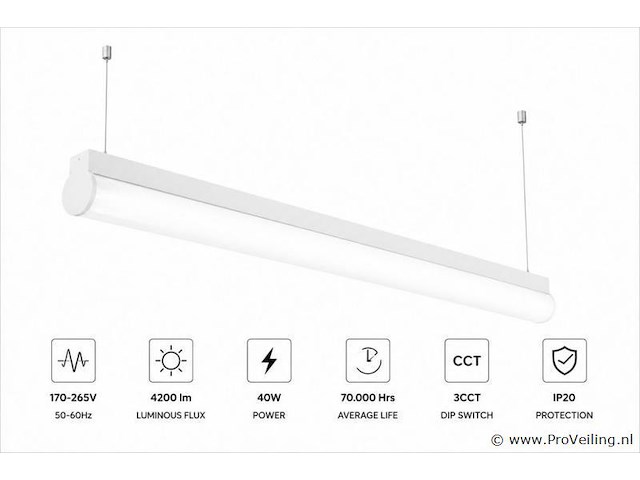 2 x led linear hanglamp 40w – 3cct instelbaar - wit – avenue 3cct - afbeelding 2 van  5