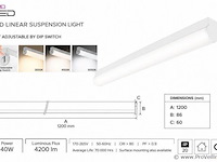 2 x led linear hanglamp 40w – 3cct instelbaar - wit – avenue 3cct - afbeelding 4 van  5