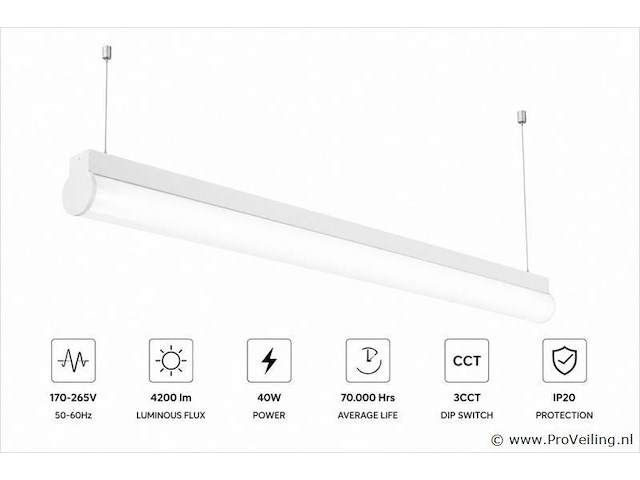 2 x led linear hanglamp 40w – 3cct instelbaar - wit – avenue 3cct - afbeelding 2 van  5