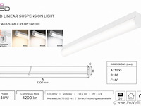 2 x led linear hanglamp 40w – 3cct instelbaar - wit – avenue 3cct - afbeelding 4 van  5