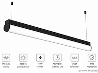 2 x led linear hanglamp 40w – 3cct instelbaar - zwart – avenue 3cct - afbeelding 2 van  5