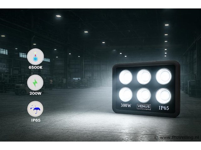 2 x led schijnwerper 300w – 6500k koud wit – ip65 – eyes-300 - afbeelding 3 van  5