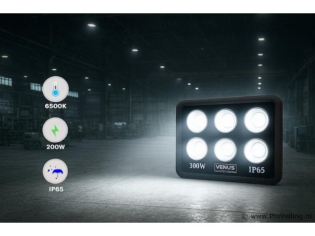 2 x led schijnwerper 300w – 6500k koud wit – ip65 – eyes-300 - afbeelding 3 van  5
