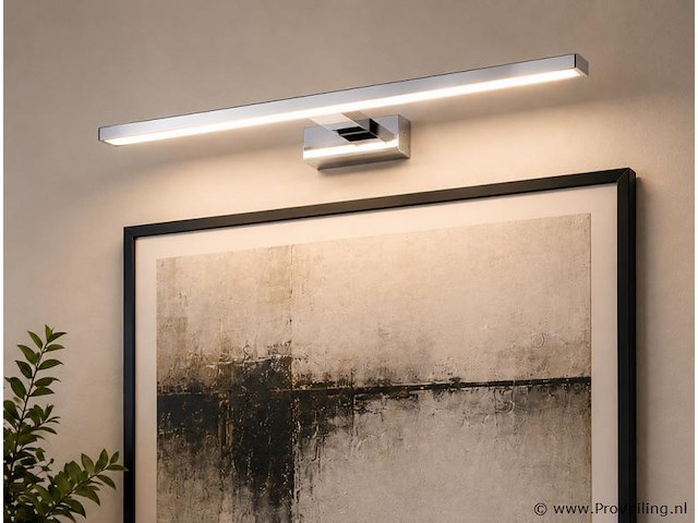 2 x led spiegel / schilderijlamp 12w – 4200k neutraal wit - chroom – ip45 – leylek-12 - afbeelding 1 van  5