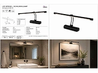 2 x led spiegel / schilderijlamp 12w – 4200k neutraal wit - zwart – ip45 – anka-12 - afbeelding 5 van  5