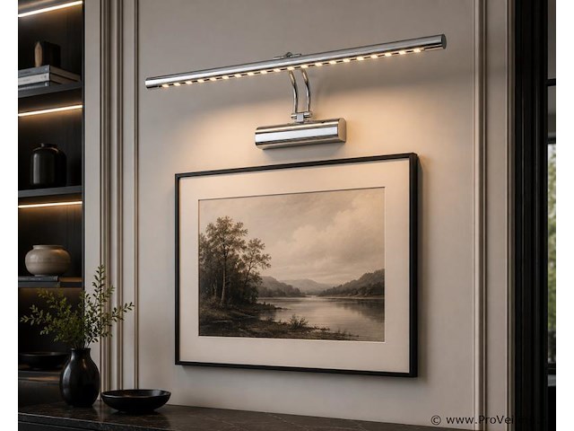 2 x led spiegel / schilderijlamp 6w – 4200k neutraal wit - chroom – ip45 – flamingo-6 - afbeelding 1 van  5