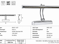 2 x led spiegel / schilderijlamp 6w – 4200k neutraal wit - chroom – ip45 – flamingo-6 - afbeelding 4 van  5