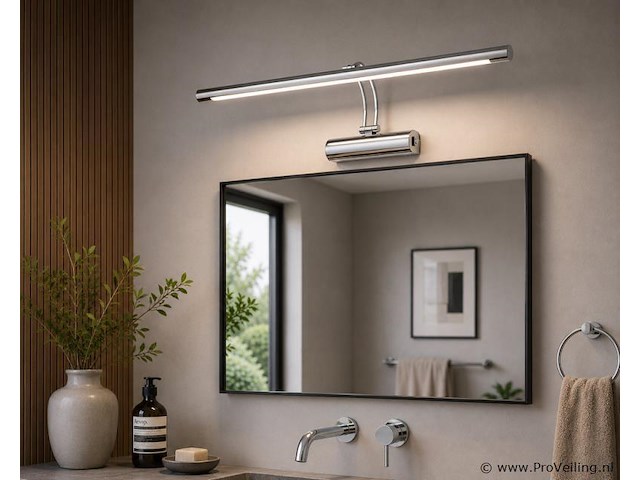 2 x led spiegel / schilderijlamp 8w – 4200k neutraal wit - chroom – ip45 – anka-8 - afbeelding 1 van  5