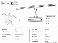 2 x led spiegel / schilderijlamp 8w – 4200k neutraal wit - chroom – ip45 – anka-8 - afbeelding 4 van  5