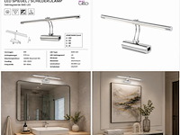 2 x led spiegel / schilderijlamp 8w – 4200k neutraal wit - chroom – ip45 – anka-8 - afbeelding 5 van  5