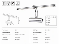 2 x led spiegel / schilderijlamp 8w – 4200k neutraal wit - chroom – ip45 – anka-8 - afbeelding 4 van  5