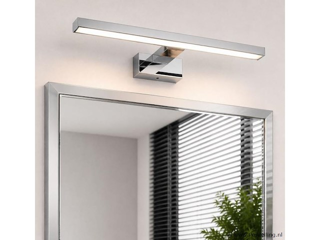 2 x led spiegel / schilderijlamp 8w – 4200k neutraal wit - chroom – ip45 – leylek-8 - afbeelding 1 van  5