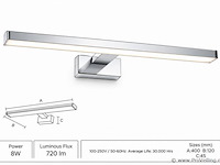 2 x led spiegel / schilderijlamp 8w – 4200k neutraal wit - chroom – ip45 – leylek-8 - afbeelding 2 van  5