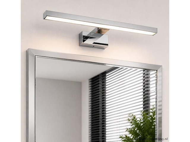 2 x led spiegel / schilderijlamp 8w – 4200k neutraal wit - chroom – ip45 – leylek-8 - afbeelding 1 van  5