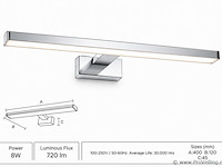 2 x led spiegel / schilderijlamp 8w – 4200k neutraal wit - chroom – ip45 – leylek-8 - afbeelding 2 van  5