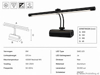 2 x led spiegel / schilderijlamp 8w – 4200k neutraal wit - zwart – ip45 – anka-8 - afbeelding 4 van  5