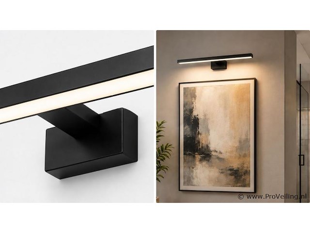 2 x led spiegel / schilderijlamp 8w – 4200k neutraal wit - zwart – ip45 – leylek-8 - afbeelding 3 van  5