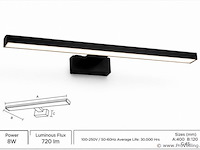 2 x led spiegel / schilderijlamp 8w – 4200k neutraal wit - zwart – ip45 – leylek-8 - afbeelding 2 van  5