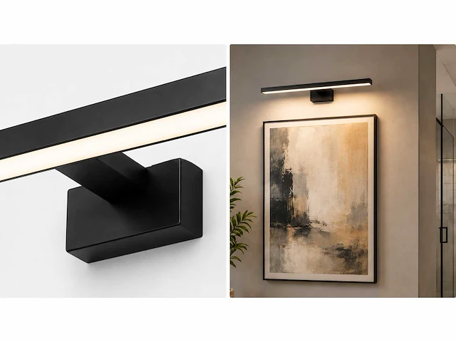 2 x led spiegel / schilderijlamp 8w – 4200k neutraal wit - zwart – ip45 – leylek-8 - afbeelding 3 van  5