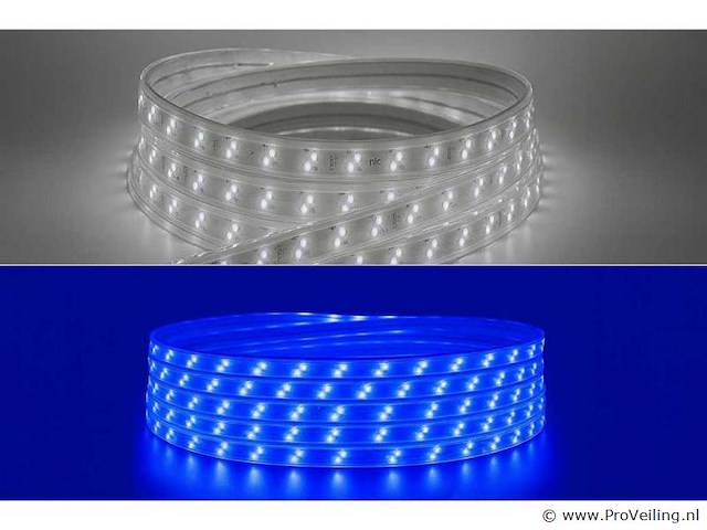 2 x led strip – 25 meter – 10w/m – blauw & koud wit – ip65 waterdicht - afbeelding 1 van  5