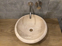2 x natuursteen travertin beige waskom 40,6x15 cm - afbeelding 6 van  6