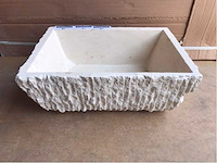 2 x natuursteen travertin beige waskom 44x32x16 cm - afbeelding 1 van  4