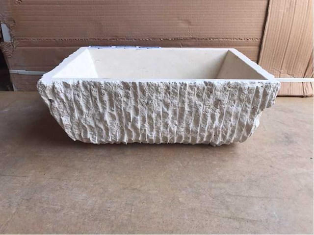 2 x natuursteen travertin beige waskom 44x32x16 cm - afbeelding 3 van  4