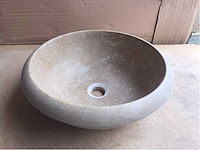 2 x natuursteen travertin noce waskom 40,6x15 cm - afbeelding 1 van  5