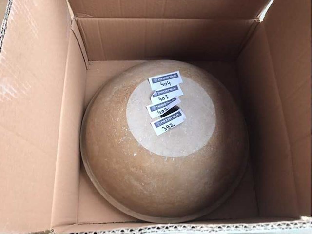 2 x natuursteen travertin noce waskom 40,6x15 cm - afbeelding 4 van  5