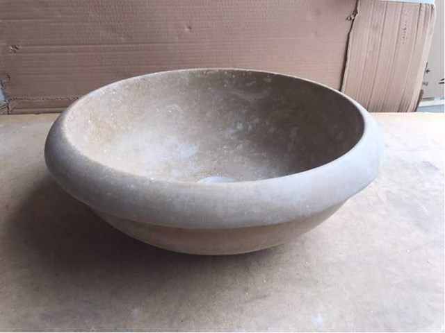 2 x natuursteen travertin noce waskom 40,6x15 cm - afbeelding 4 van  5