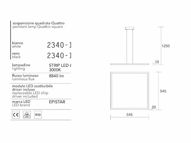 2 x quattro square 80 hang lamp zwart - afbeelding 11 van  11