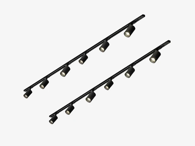 2 x spanningsrail 200 cm inclusief 8 railspots mr4 zwart - afbeelding 1 van  8