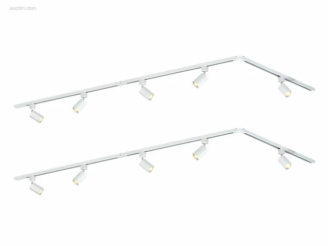 2 x spanningsrail 200 cm met 10 spots wit - afbeelding 1 van  10