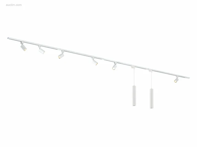 2 x spanningsrail 200 cm met 10 spots wit - afbeelding 3 van  10