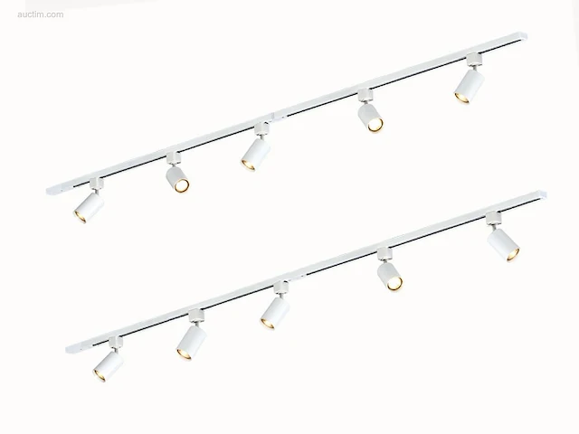 2 x spanningsrail 200 cm met 10 spots wit - afbeelding 4 van  10