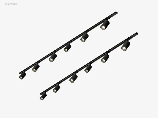 2 x spanningsrail 200 cm met 12 spots zwart - afbeelding 1 van  9