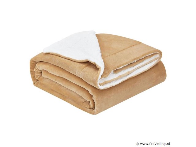 2 zijdige fleecedeken camel 150 x 200cm - afbeelding 1 van  4