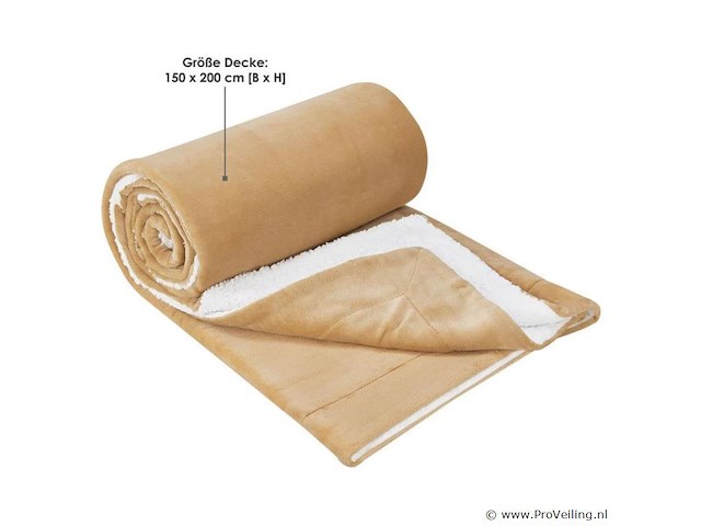2 zijdige fleecedeken camel 150 x 200cm - afbeelding 4 van  4