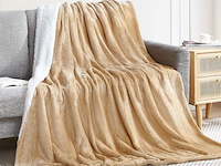 2 zijdige fleecedeken camel 150 x 200cm - afbeelding 2 van  4