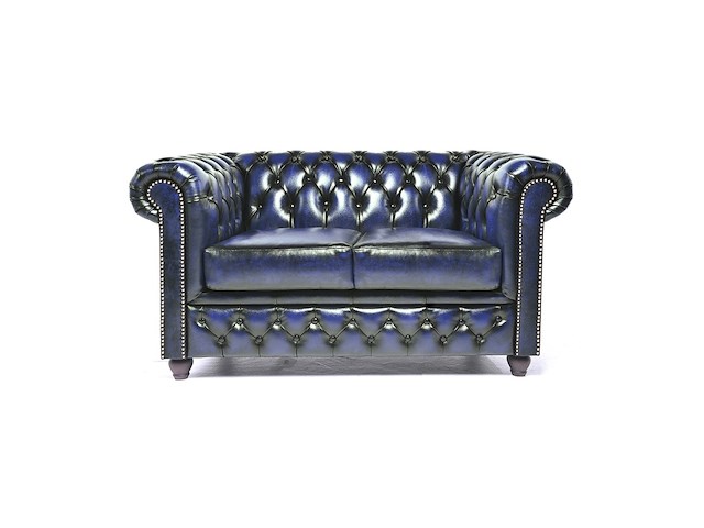 2-zits bank chesterfield, brighton, blauw - afbeelding 1 van  4