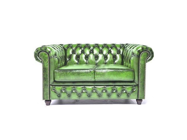 2-zits bank chesterfield, brighton, groen - afbeelding 1 van  4